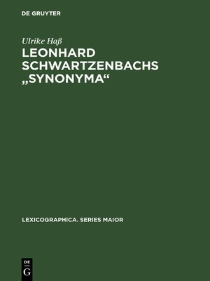 cover image of Leonhard Schwartzenbachs "Synonyma"